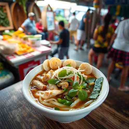 Cambodian Num Banh Chok - Asian Noodle Soup